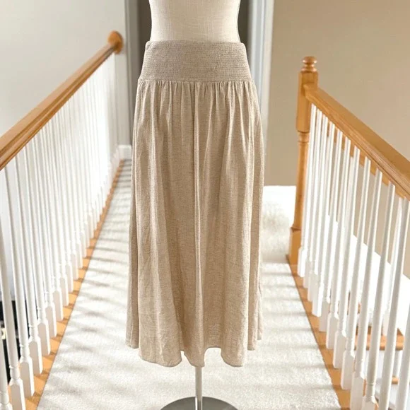 OGL Move European Linen Skirt Smocked Waist With Pockets Size S - Picture 6 of 13